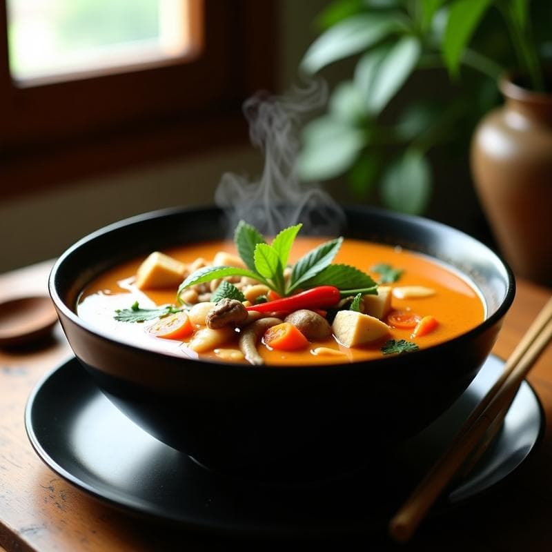 Sopa Thai de Cacahuete Vegana: Receta en Olla Express con Toque Exótico en 15 Minutos