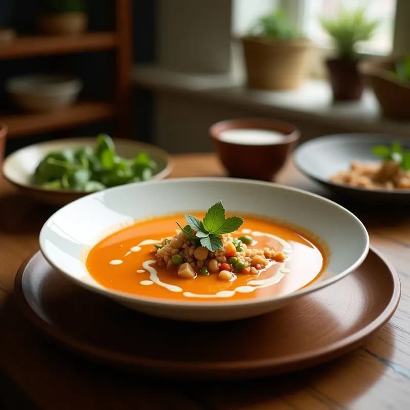 Sopa Tailandesa de Coco y Cacahuete: Receta en Airfryer en 15 Minutos con Toque Auténtico