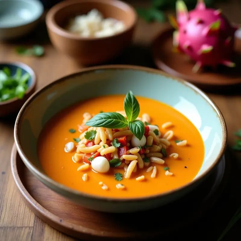 Sopa Thai de Coco y Curry con Ojo de Dragón: Receta Exprés y Alta en Proteína