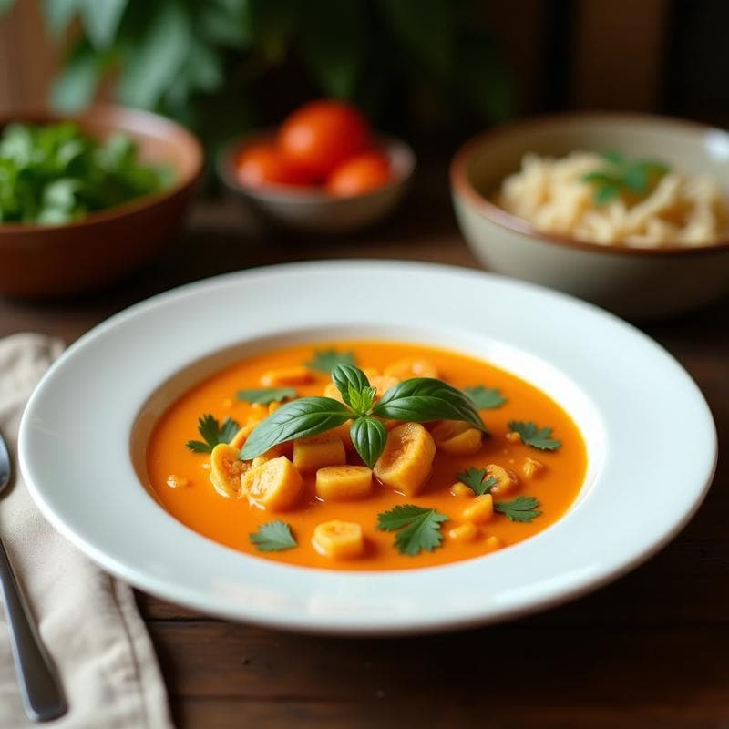 Sopa Tailandesa de Coco y Curry Vegana: Receta Express con Toque Auténtico