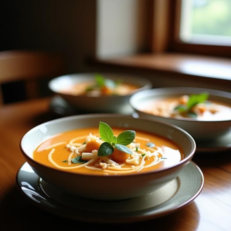 Sopa Tailandesa de Coco y Jengibre: Receta en Ollas Superpuestas con Dos Capas de Sabor