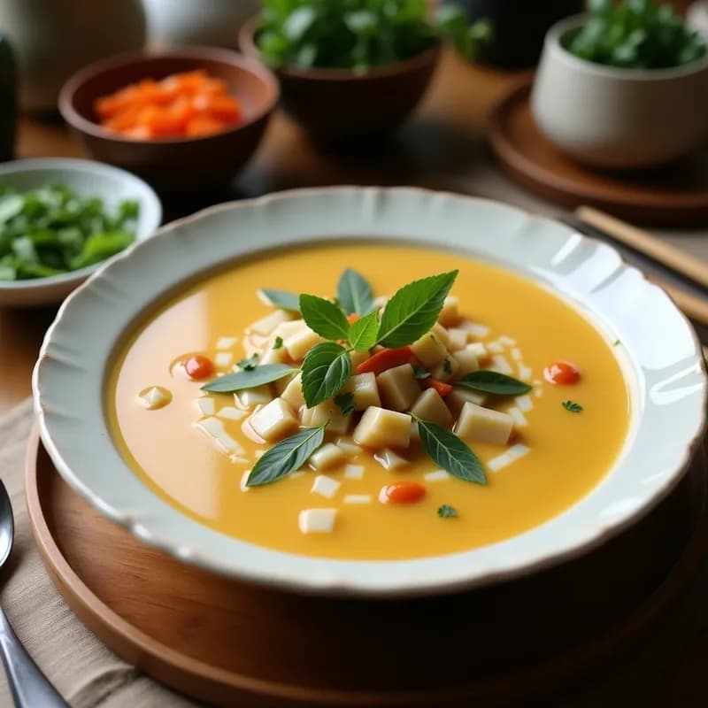 Sopa Tailandesa de Coco y Limón: Receta al Lemon Grill con Jengibre y Hierbas Frescas