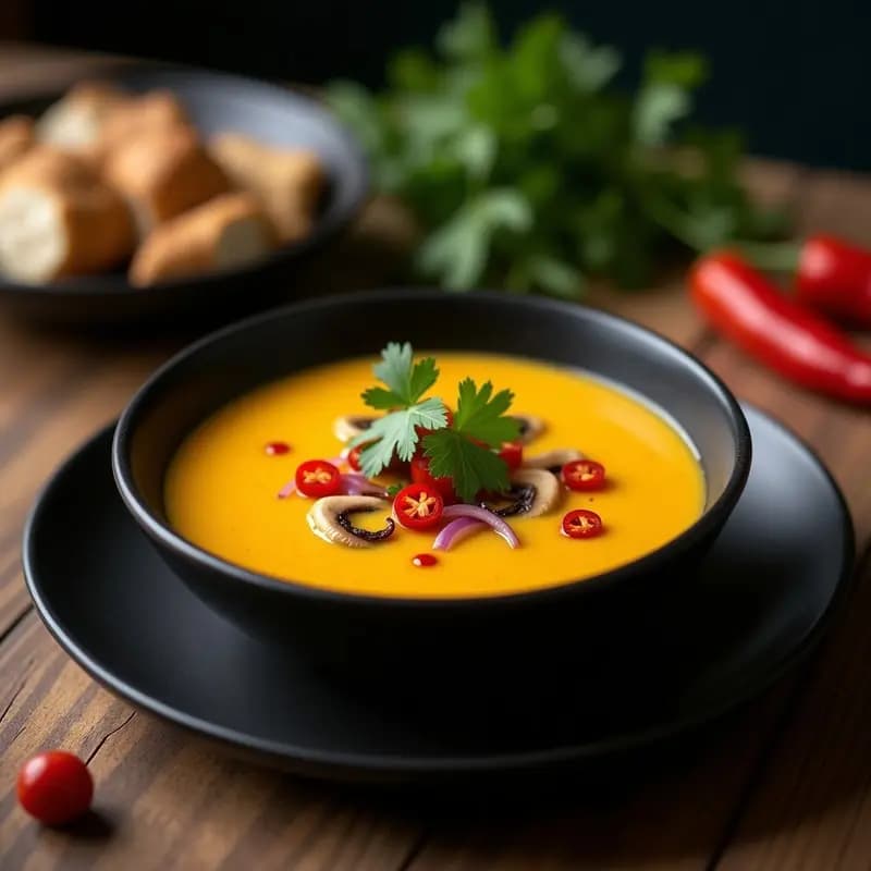 Sopa Tailandesa de Cacahuete y Cúrcuma: Receta Cremosa en 25 Minutos con Toque Exótico
