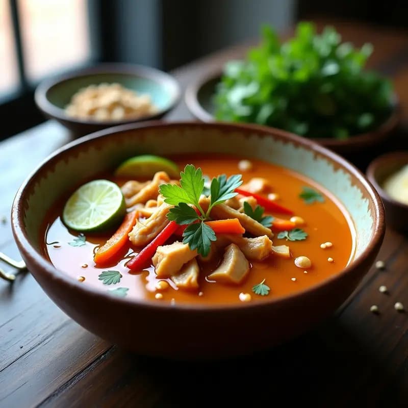 Sopa Thai de Cacahuete y Pollo: Receta Cremosa en Olla Exprés en 20 Minutos