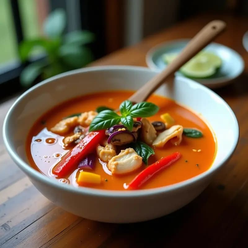 Sopa Thai de Curry Rojo con Pollo: Receta Auténtica en 30 Minutos y Sin Complicaciones