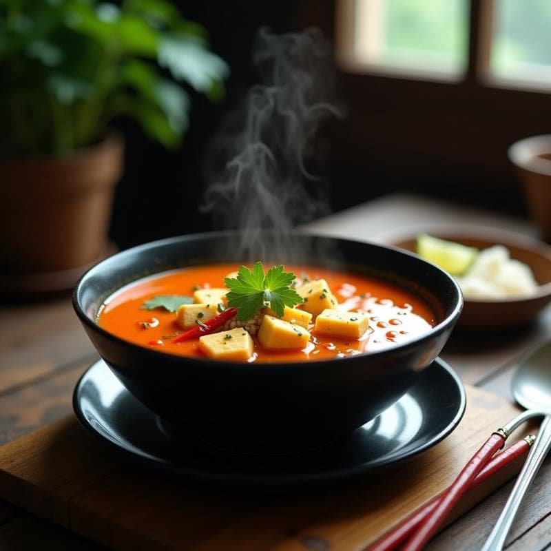 Sopa Thai Dom Fu Vegana: Receta en Olla Lenta con Toque Umami y 5 Ingredientes