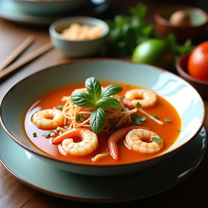 Sopa Tailandesa de Lemongrass y Gambas con Leche de Coco: Receta Authentica en 25 Minutos