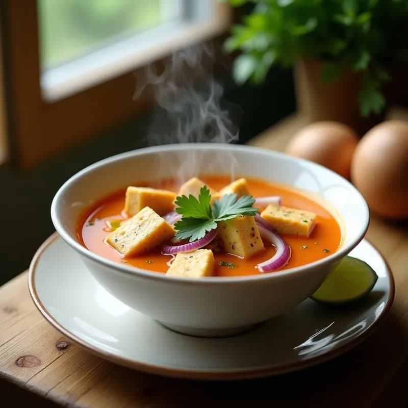 Sopa Tailandesa de Lemongrass y Tofu Crujiente: Receta Auténtica y Reconfortante en 25 Minutos