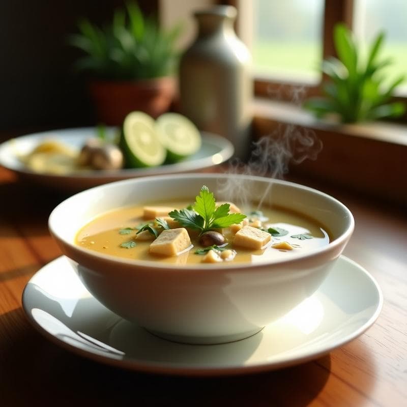 Sopa Thai de Lemongrass y Tofu: Receta Auténtica en Olla Lenta con Umami Profundo