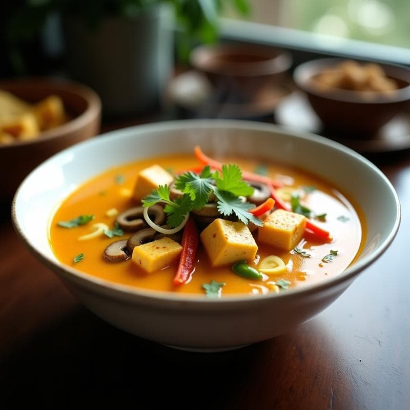 Sopa Thai de Lemongrass y Tofu: Receta en Ollas Superpuestas con Textura Ultracremosa