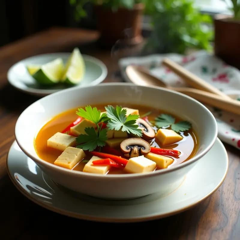 Sopa Tailandesa de Lemongrass y Tofu: Receta Vegana en 20 Minutos con Verduras Frescas