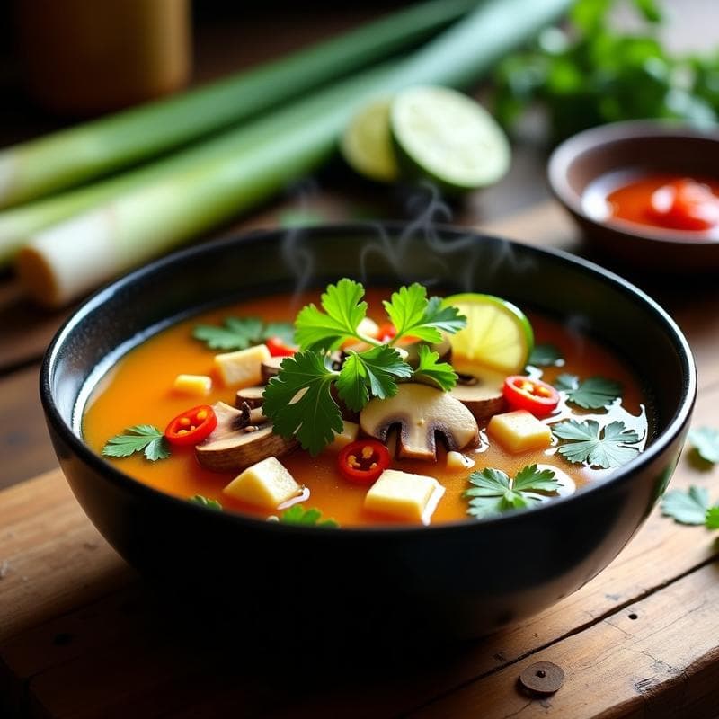 Sopa Tailandesa de Lemongrass y Tofu: Receta Authentica en 25 Minutos con Toque Citrico