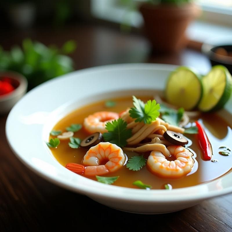 Sopa Tailandesa de Limón y Cilantro: Receta en Airfryer en 12 Minutos con Toque Ácido