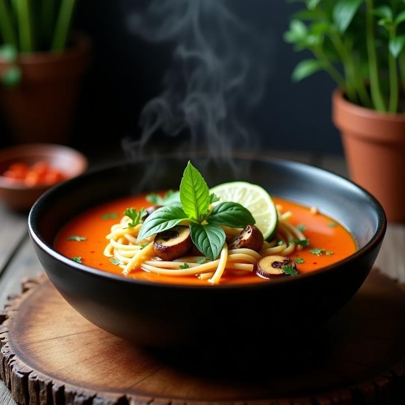 Sopa Thai de Pasta de Arroz con Curry Rojo: Receta Ultraaromática en 20 Minutos