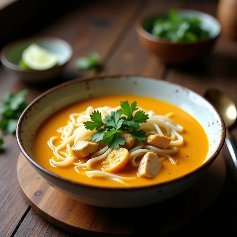 Sopa Tailandesa de Pasta de Arroz y Pollo con Cúrcuma: Receta Auténtica en 25 Minutos