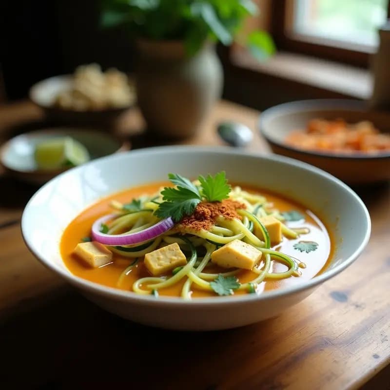 Sopa Tailandesa de Pasta de Calabacín Vegana: Receta Ultracremosa y Sin Gluten