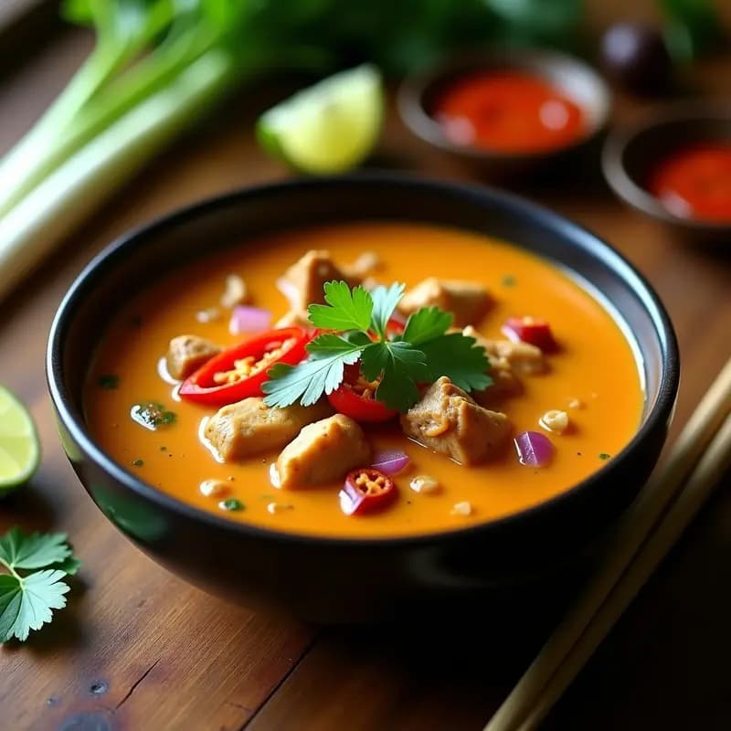 Sopa Thai de Pollo y Mantequilla de Cacahuete: Receta en Airfryer con Toque Picante y Cremoso