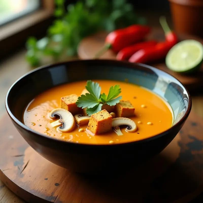 Sopa Thai de Cacahuete y Curry: Receta Vegana en 25 Minutos con Sabor Auténtico