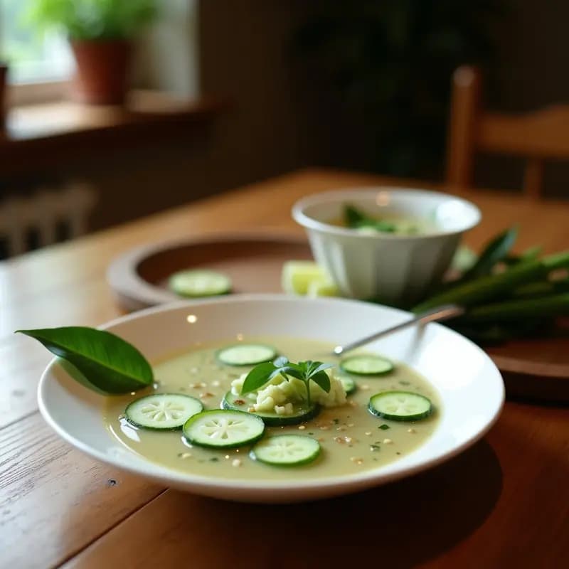Sopa Thai de Pepino, Limón y Coco: Receta Refrescante y Alta en Proteína en 25 Minutos
