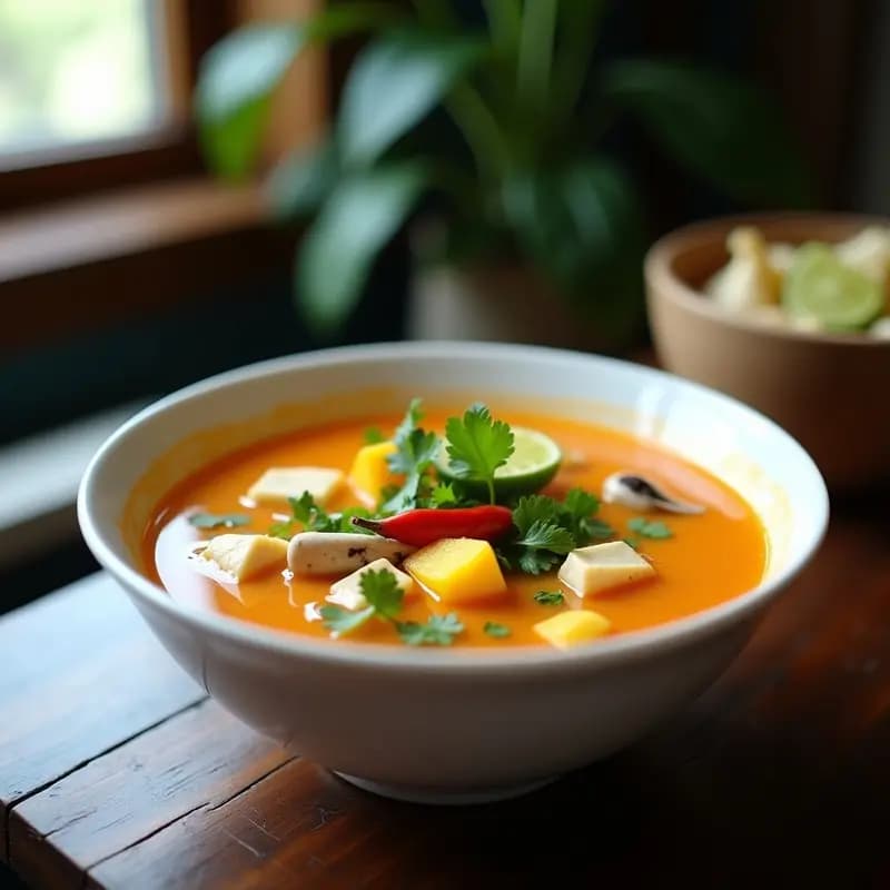 Sopa Tailandesa Picante de Mango Vegana: Receta Auténtica en 20 Minutos con Toque Citrus