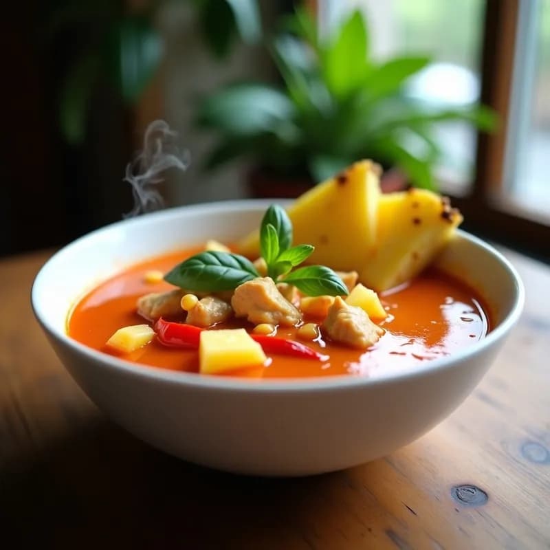 Sopa Tailandesa de Piña Colada y Curry Rojo: Receta Exótica en 25 Minutos