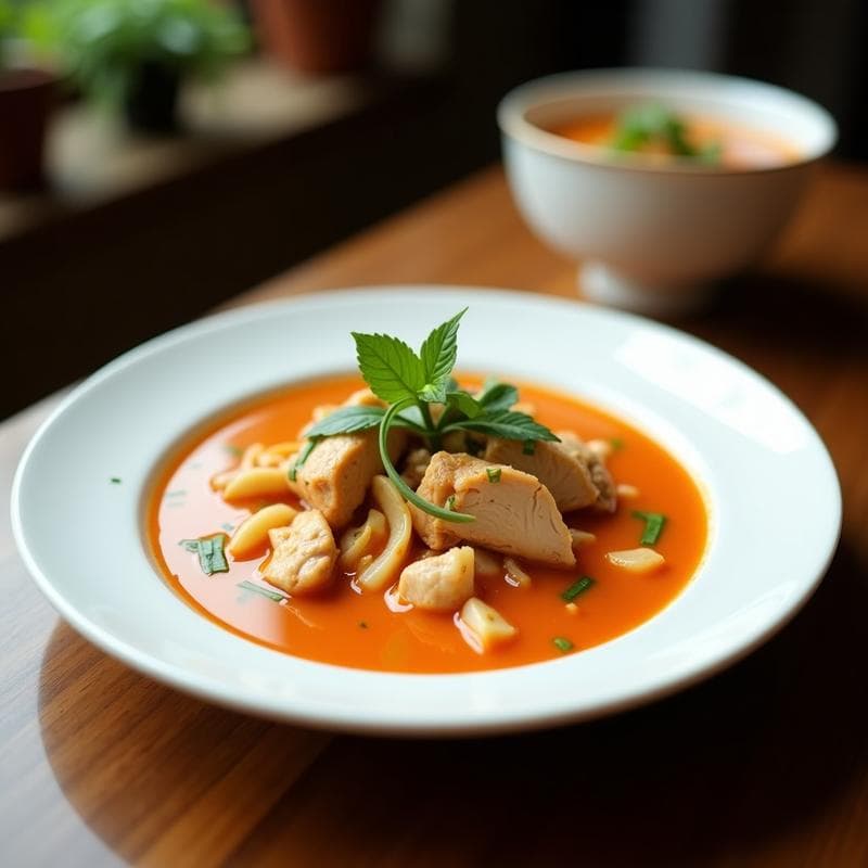 Sopa Tailandesa de Pollo y Coco: Receta en Airfryer con Sabores Auténticos en 25 Minutos
