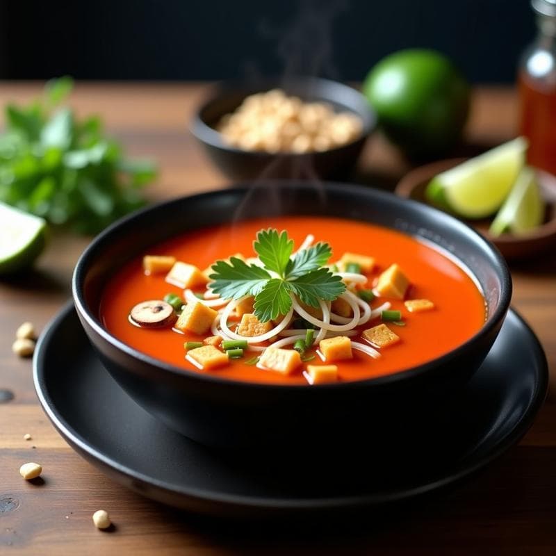 Sopa Thai Roja Vegana en Airfryer: Receta Exprés con Sabores Auténticos en 15 Minutos