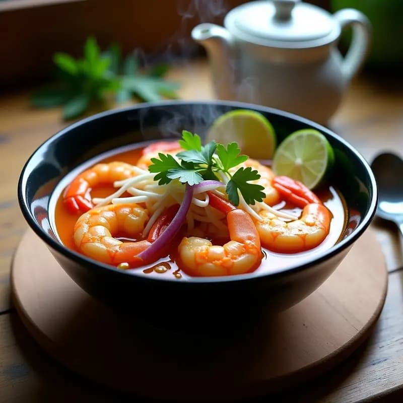 Sopa Thai de Tamarindo y Gambas: Receta en Airfryer con Umami Intenso en 15 Minutos