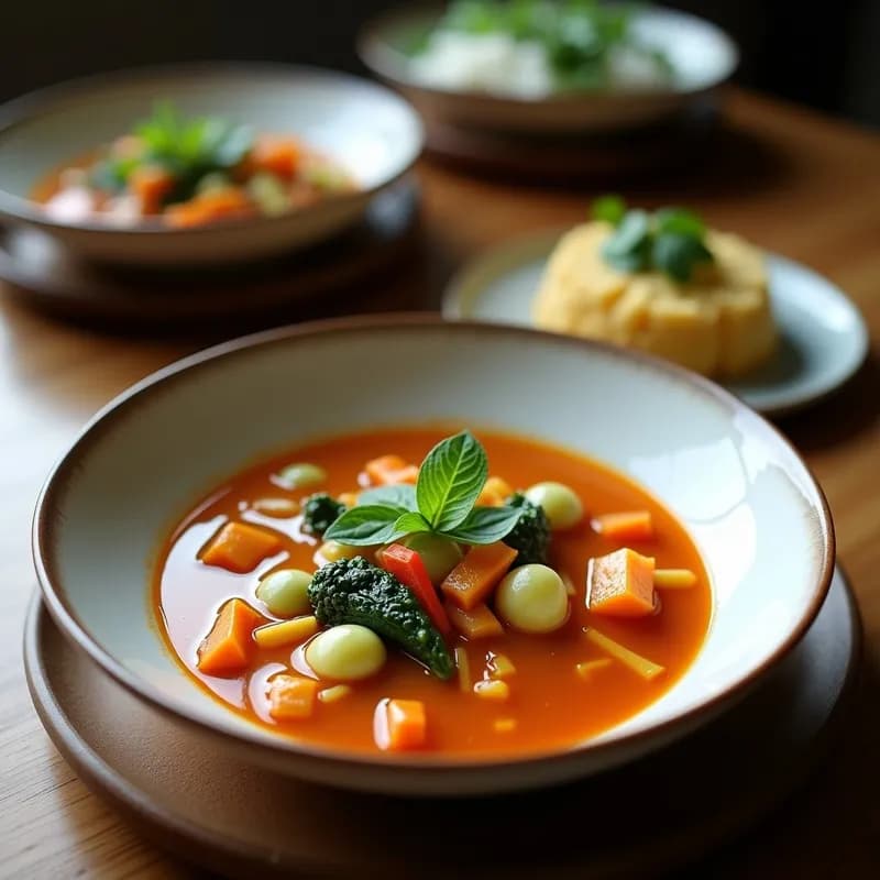 Sopa Thai de Verduras y Coco: Receta en Airfryer Sin Caldo Previo