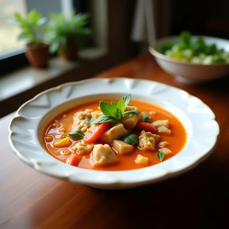 Sopa Thai de Pollo y Coco: Receta Vernácula en Olla Express con Toque Picante