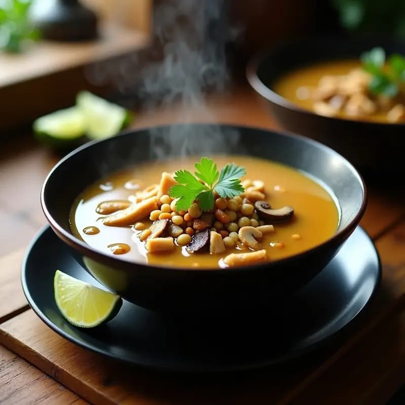 Sopa Thai de Verniza con Cacahuete y Limón: Receta Exótica en 25 Minutos con Toque Cítrico