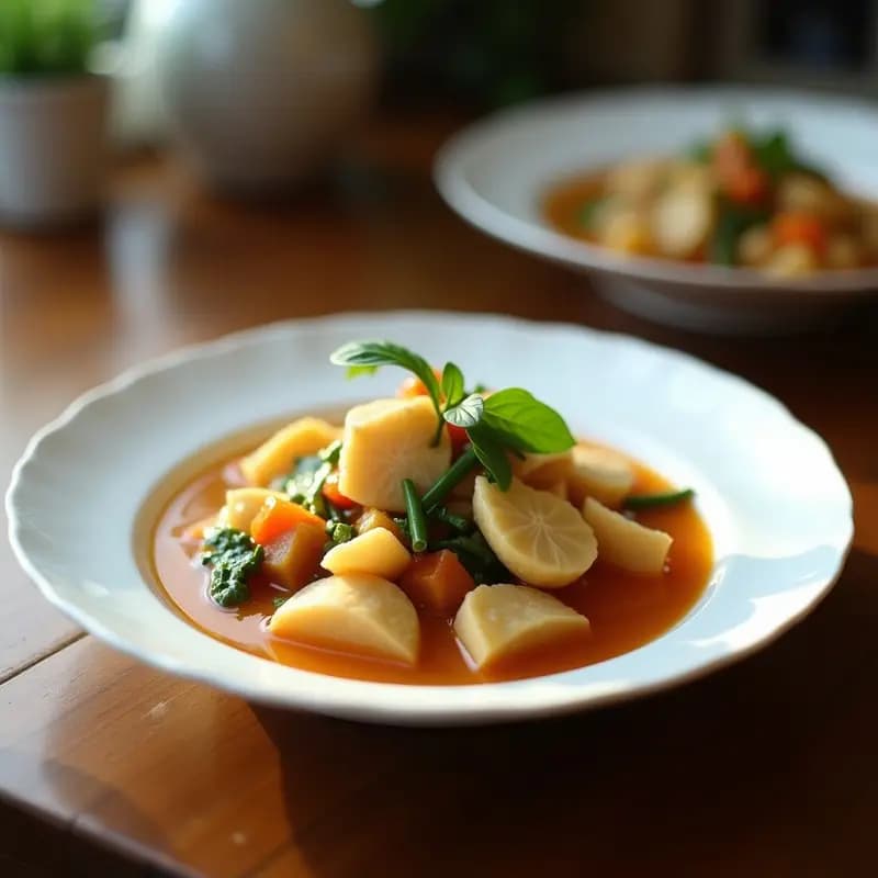 Sopa de Tom Kha Thai con Pollo de Jackfruit y Galanga: Receta Vegana y Exótica