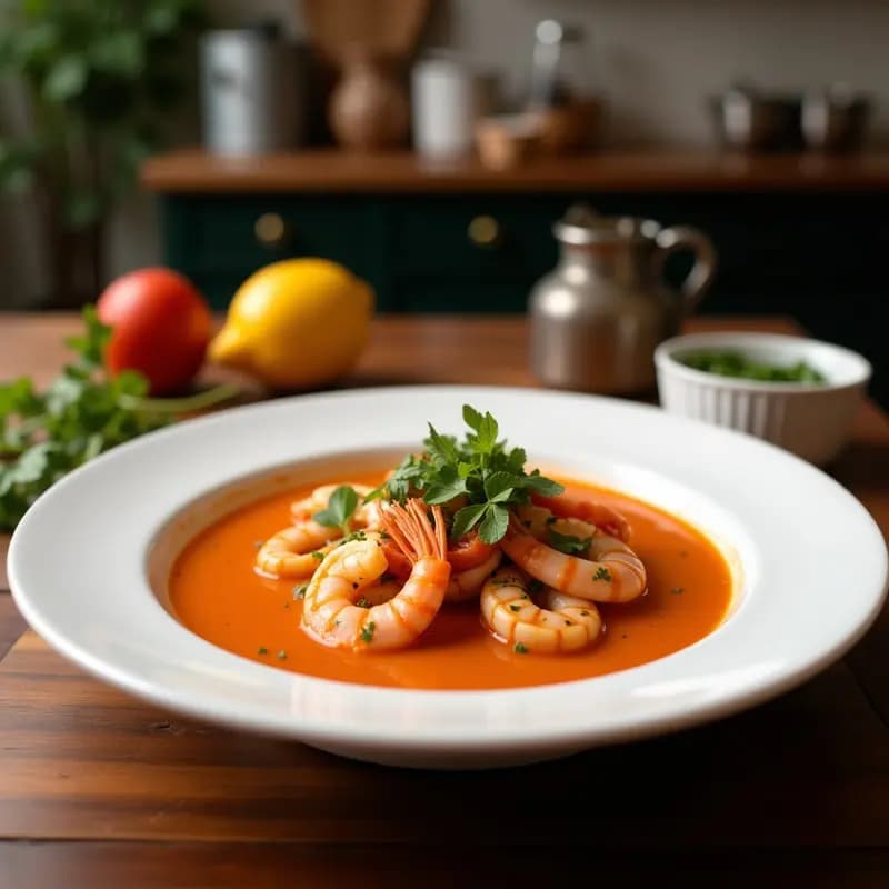 Sopa de Tom Klong: Caldo Tailandés de Mariscos y Jengibre con Hierbas Frescas