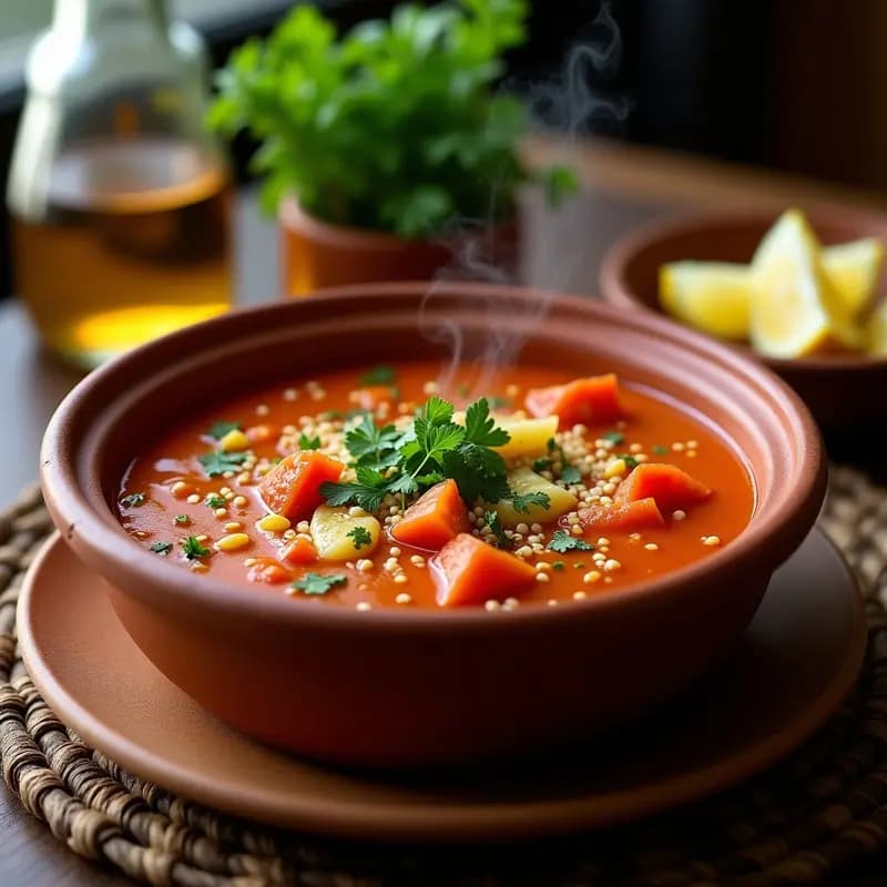 Sopa de Tomate Ahmed: Receta Egipcia con Arroz Basmati y Hierbas Frescas