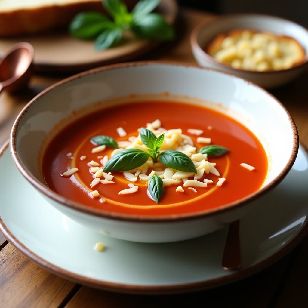 Sopa de Tomate Ahumado y Albahaca con Virutas de Parmesano: Receta en Olla Exprés