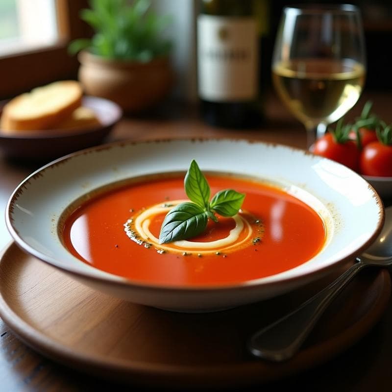 Sopa de Tomate y Albahaca con Sorbo de Albariño: Receta Gallego-Siciliana en Olla Lenta