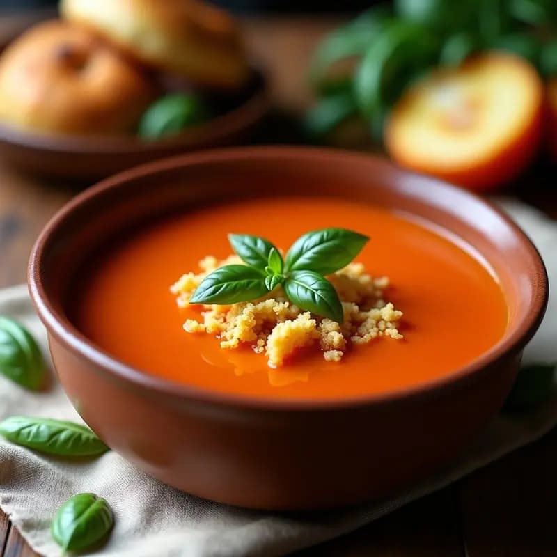 Sopa de Tomate y Albahaca con Pan de Joío: Receta Colombiana Reconfortante