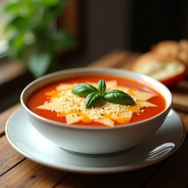 Sopa de Tomate y Albahaca con Queso Gratinado: Receta Italiana de Comfort Food