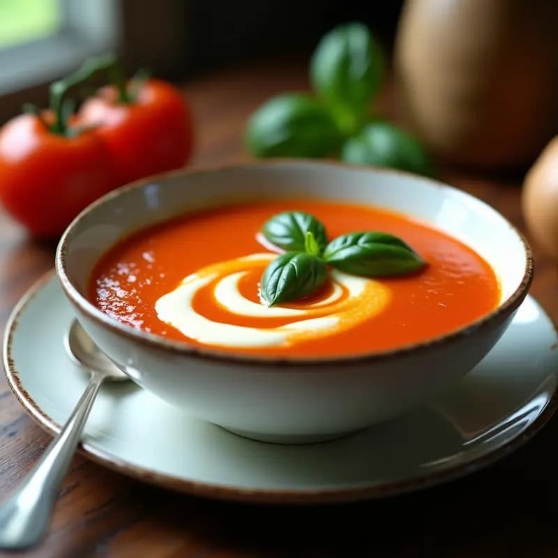 Sopa de Tomate y Albahaca: Receta Italiana Clásica con Toque Cremoso de Mascarpone