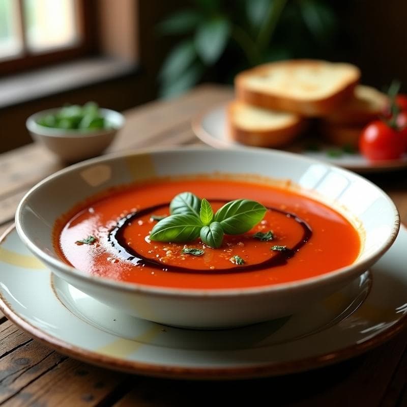 Sopa de Tomate y Albahaca con Toque de Vinagre Balsámico: Receta en Olla Exprés