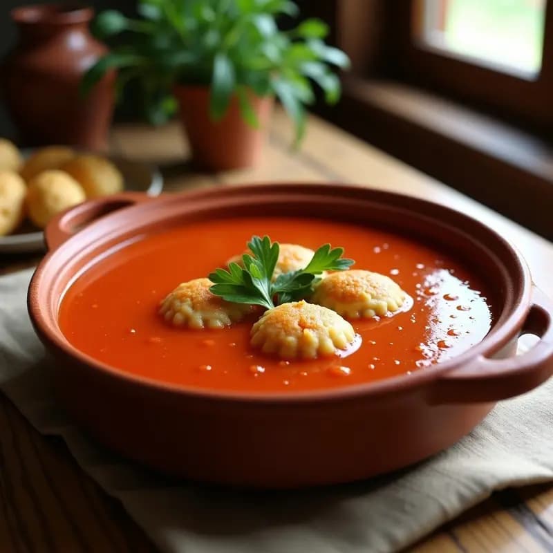Sopa de tomate con albóndigas de pan: Receta de aprovechamiento sin carne
