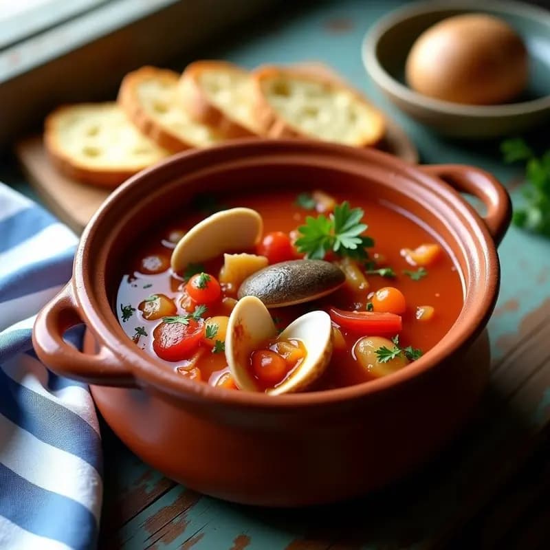 Sopa de Tomate y Almejas Portugues: Receta Costera en 25 Minutos con Pan Tostado