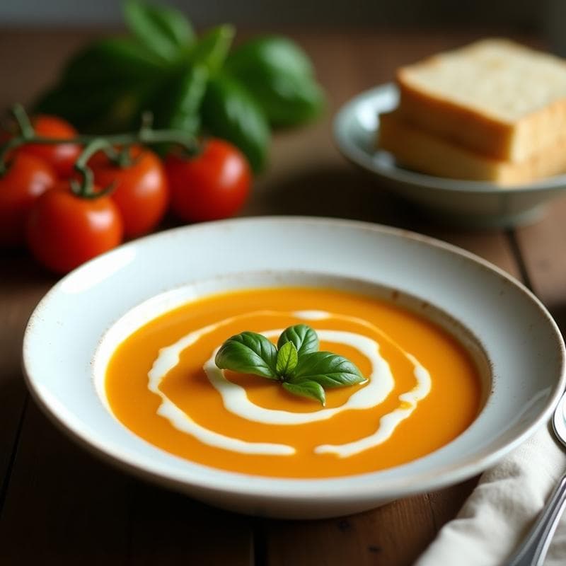 Sopa de Tomate Amarillo y Albahaca con Toque de Nata de Coco: Receta Peruana Vegana