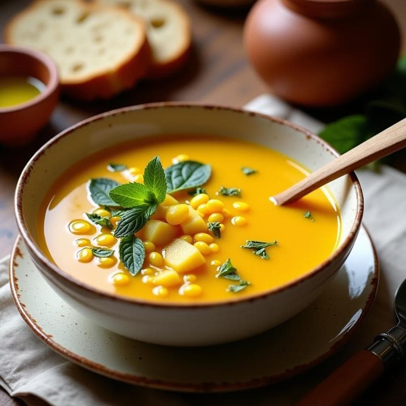 Sopa de Tomate Amarillo y Maíz con Hierbas Andinas: Receta Peruana en Olla Rápida