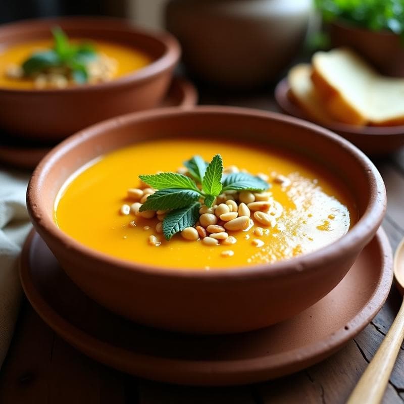 Sopa de Tomate Amarillo y Maní con Hierbas Frescas: Receta Boliviana Vegana y Sin Gluten