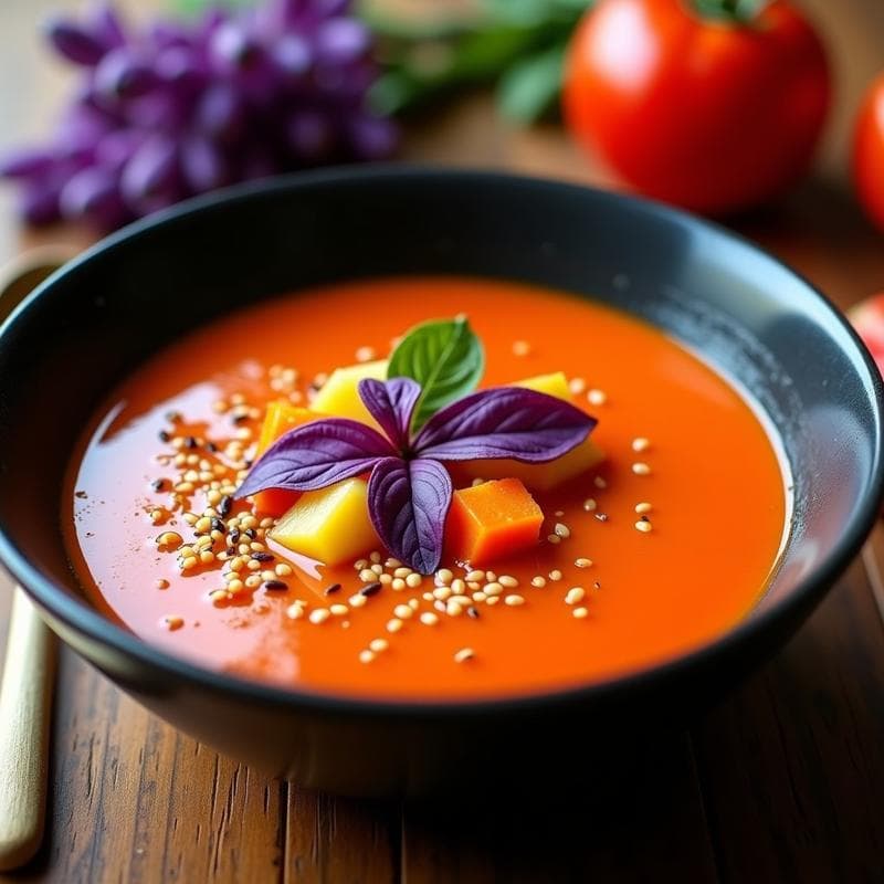 Sopa de Tomate de Árbol con Albahaca Morada: Receta Colombiana Vegana y Exótica
