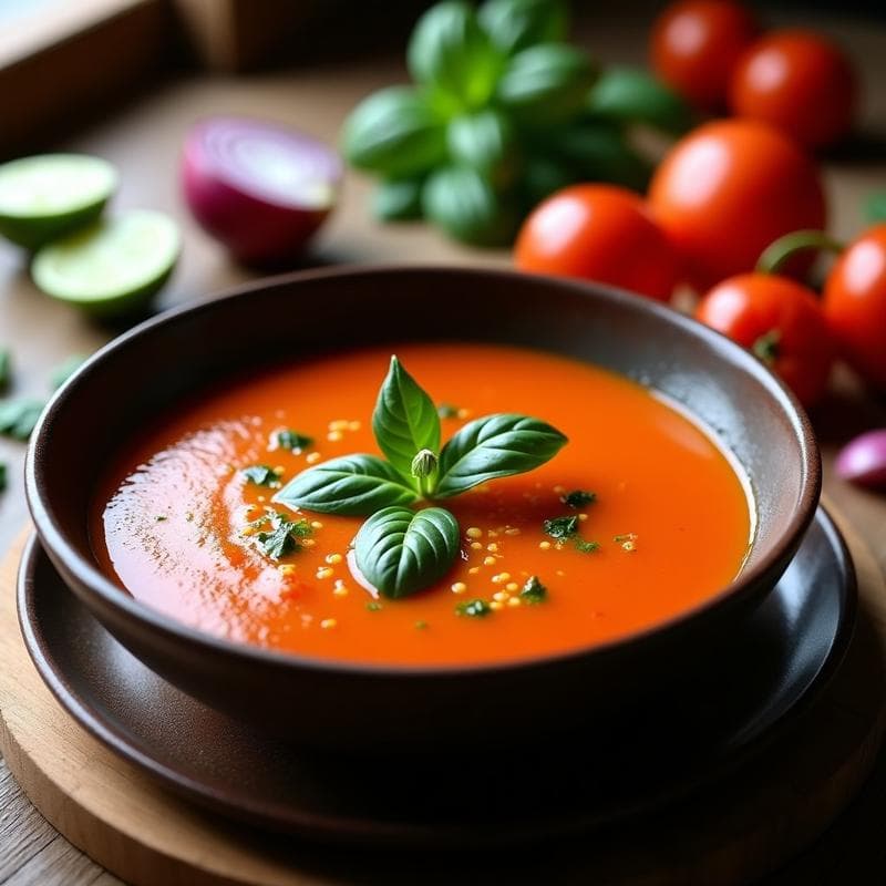 Sopa de Tomate de Árbol (Tamarillo) con Albahaca Fresca: Receta Peruana Exótica y Baja en Calorías