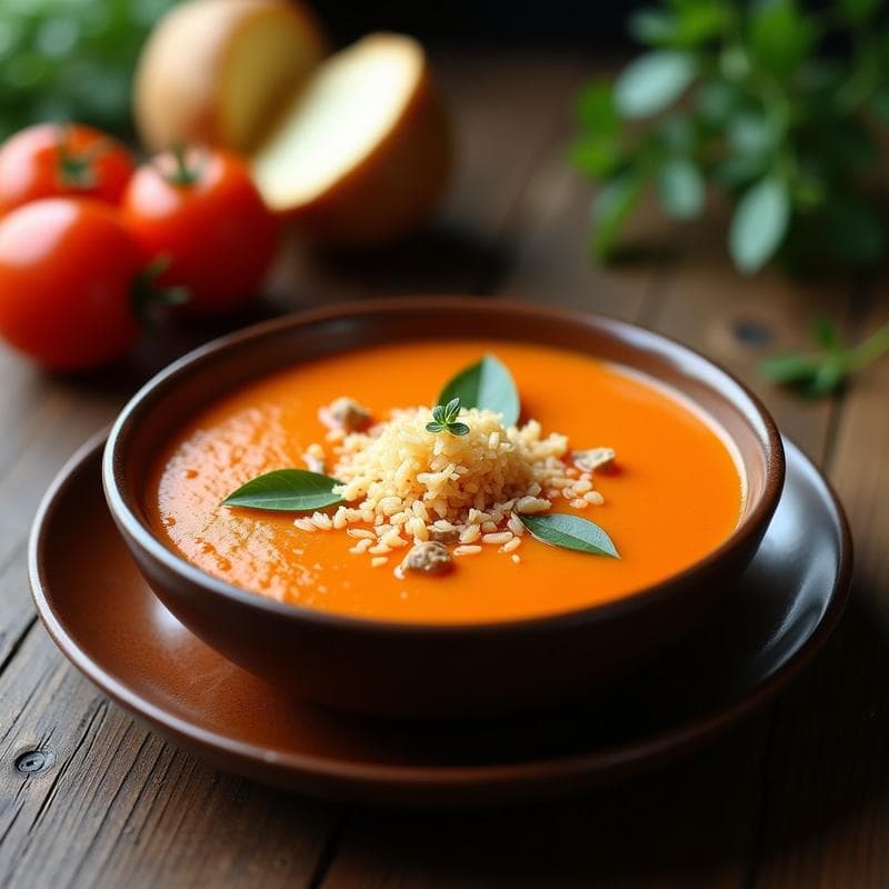 Sopa de Tomate de Árbol y Jengibre con Crujiente de Coco: Receta tailandesa Detox