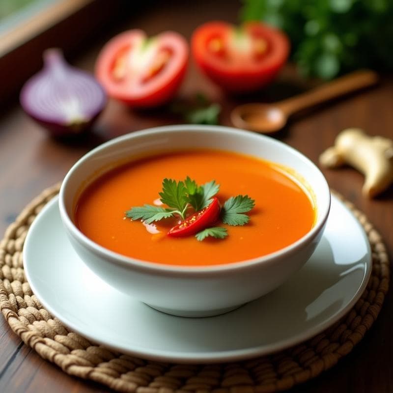 Sopa de Tomate de Árbol y Jengibre: Receta Colombiana Vegana con Toque Picante