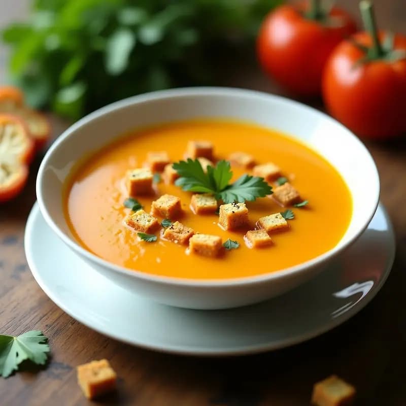 Sopa de tomate de árbol y pimiento amarillo con crutones de quinoa: Receta colombiana sin gluten